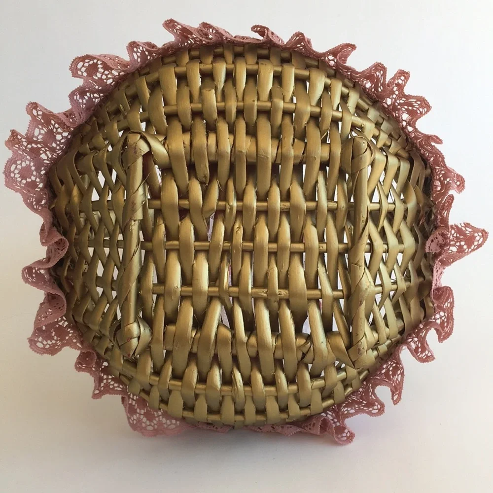 Small Lace-trimmed Wicker Basket